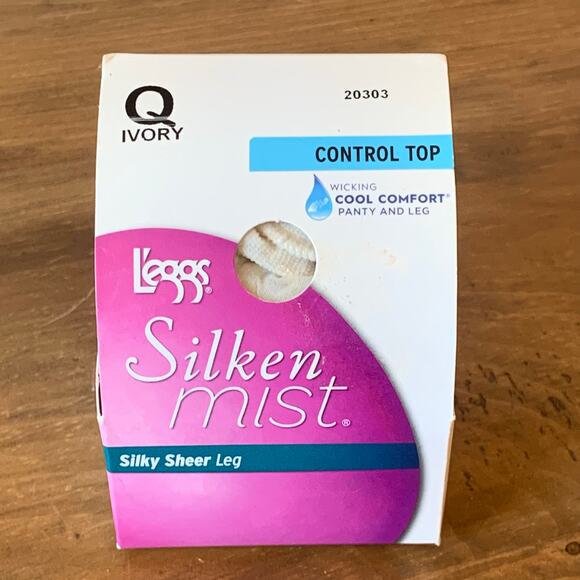 L'eggs Pantyhose Nylons Silken Mist Silky Sheer Leg Control Top Q Ivory - Picture 2 of 11